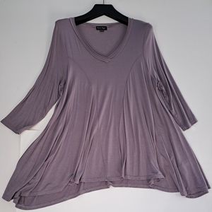 Charlie Paige Blouse Tunic Large/XL V neck Lavender